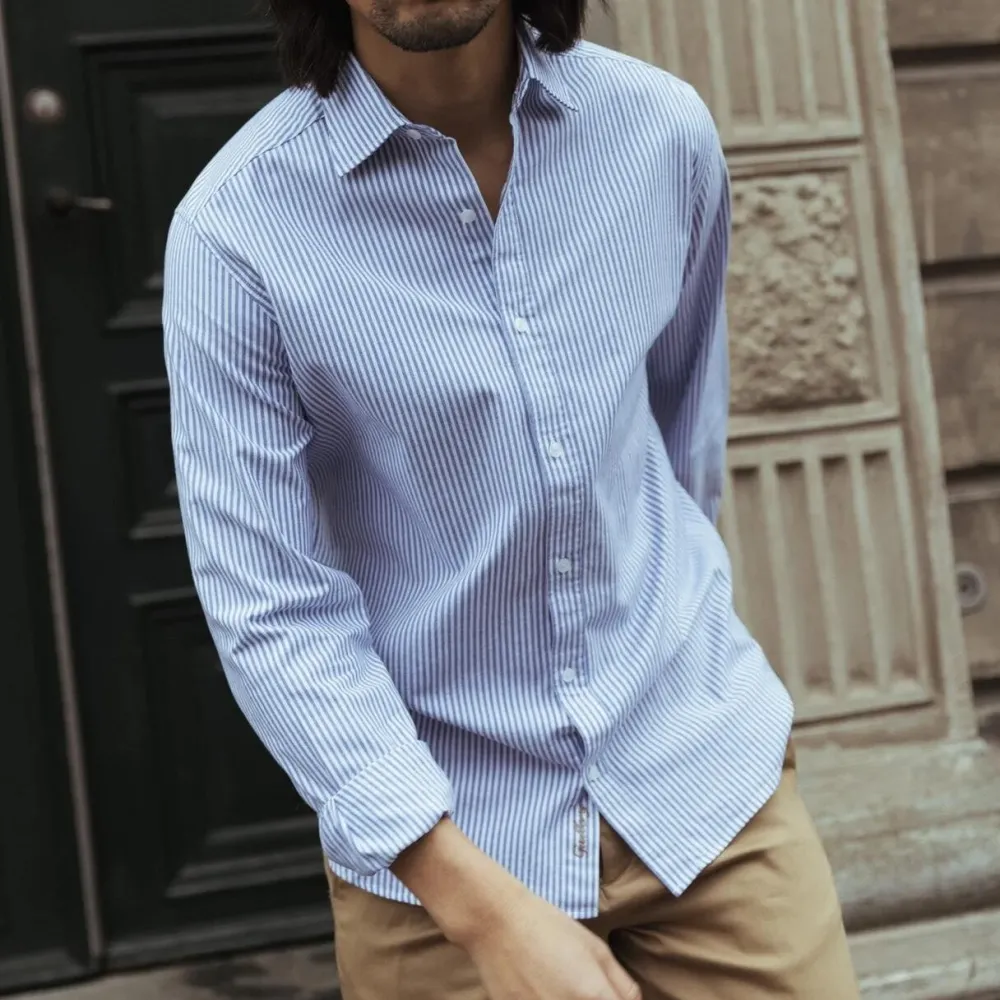 Overdele>Mos Mosh Gallery Marco Oxford Stripe Shirt Light Blue