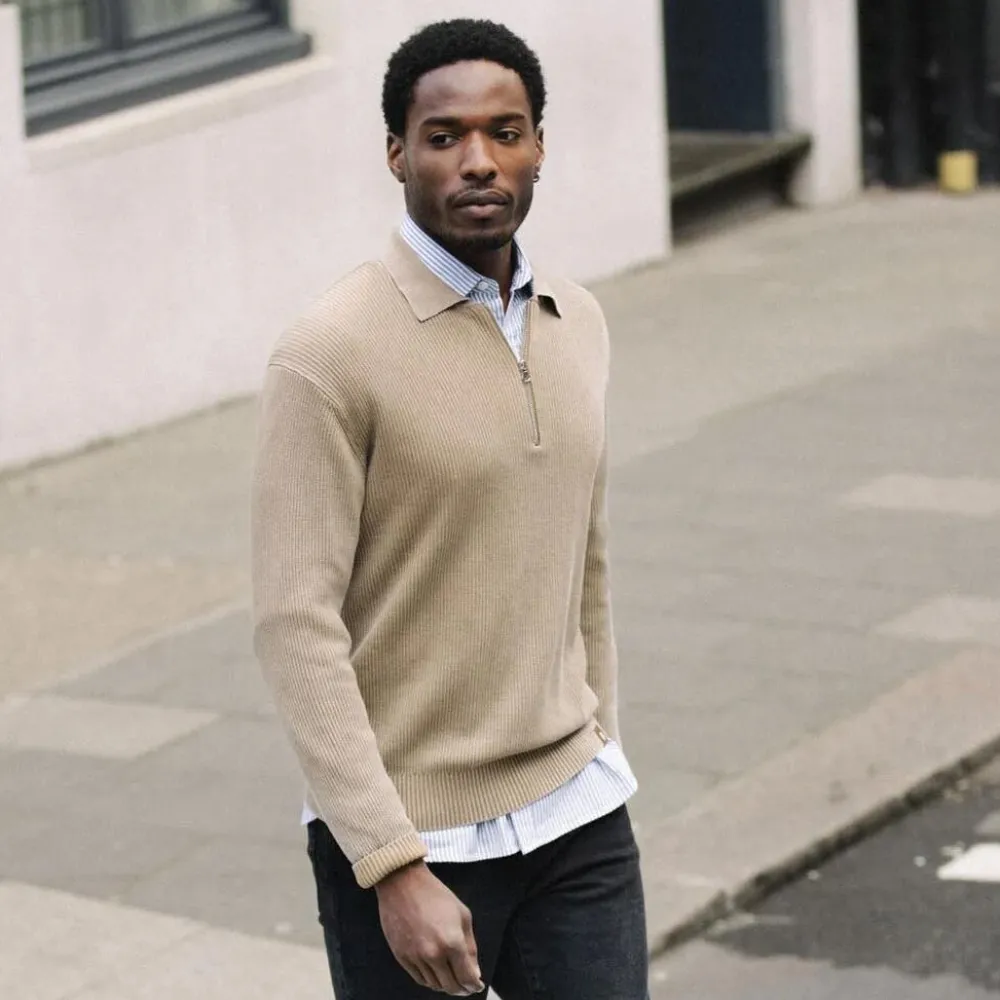 Mos Mosh Gallery Overdele>Royce Zip Polo Knit Ermine