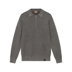 Mos Mosh Gallery Overdele>Royce Zip Polo Knit Light Grey