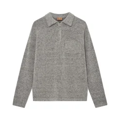Mos Mosh Gallery Overdele>Ryan Soft Zip Polo Pullover Light Grey