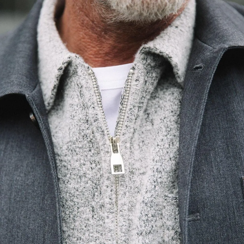 Mos Mosh Gallery Overdele>Ryan Soft Zip Polo Pullover Light Grey