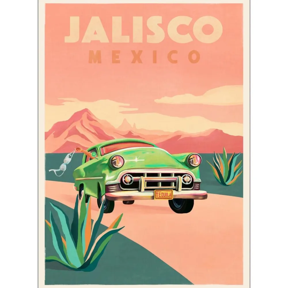 Poster & Frame Andet Boligtilbehør|Illustrationer & Plakater>Jalisco Mexico Vintage Travel Poster 30x40 cm