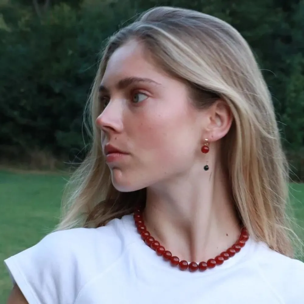 Dame Soï Accessories|Smykker>Krystal Halskæde Faro Rød Jade