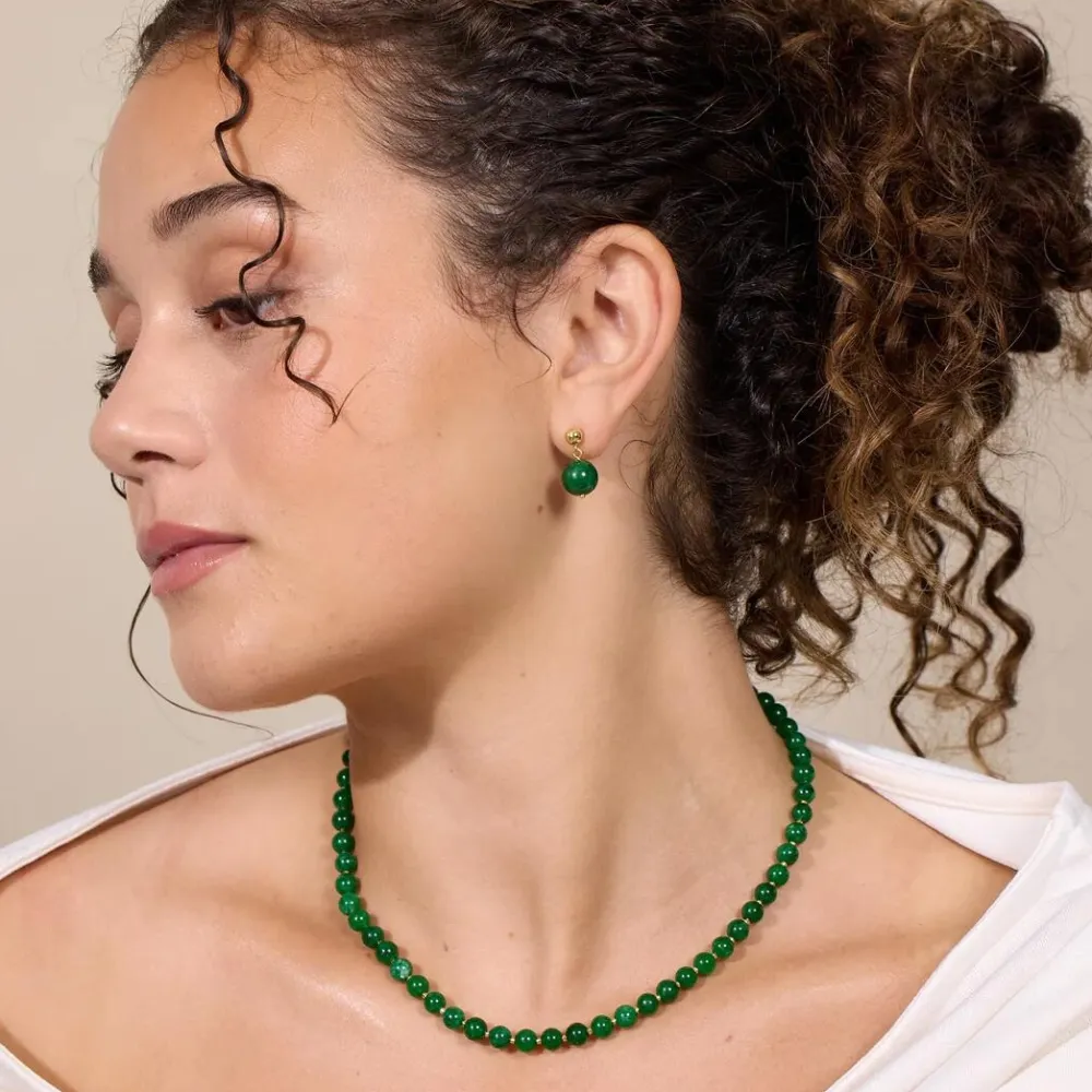 Dame Soï Accessories|Smykker>Krystal Halskæde Grøn Jade