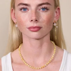 Soï Smykker>Krystal Halskæde Gul Jade
