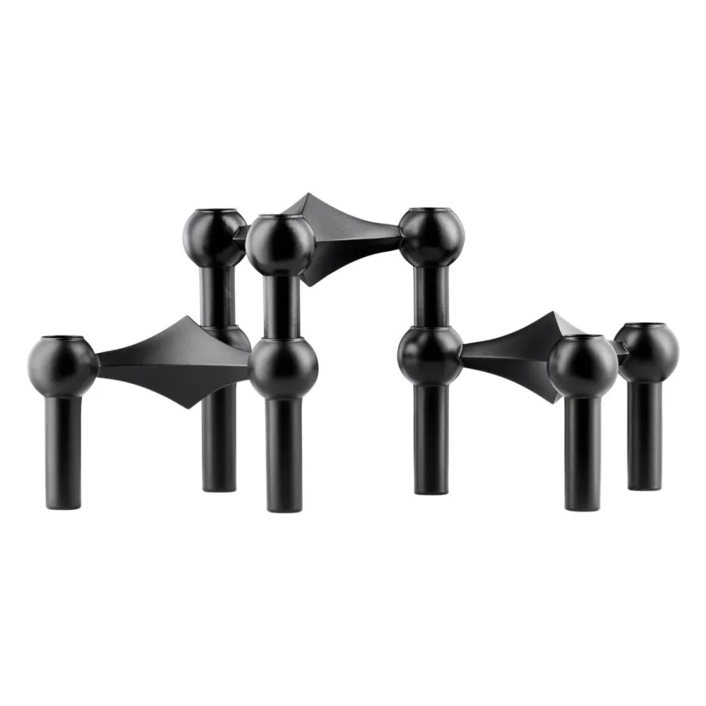 STOFF Andet Boligtilbehør|Lysestager>Nagel Candle Holder Set With 3 Black