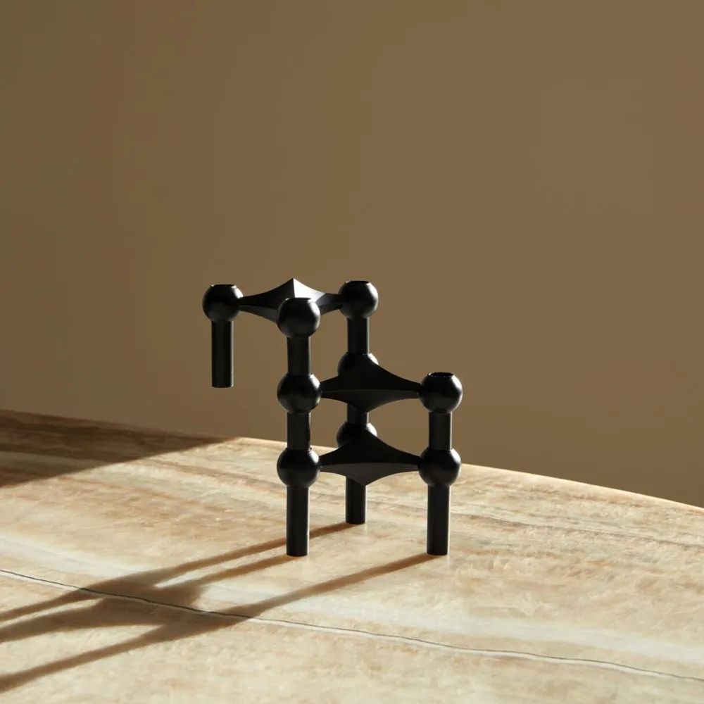 STOFF Andet Boligtilbehør|Lysestager>Nagel Candle Holder Set With 3 Black