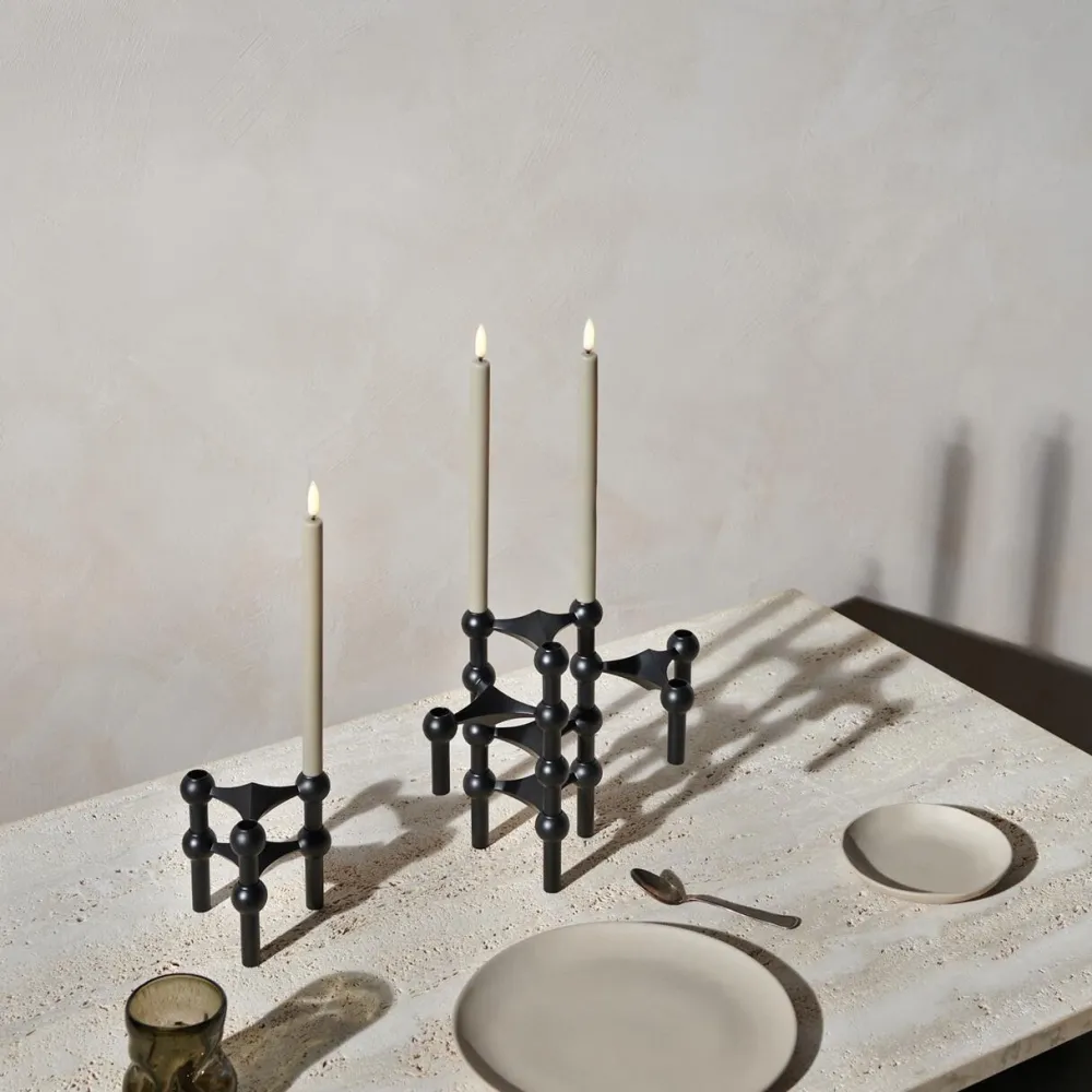 STOFF Andet Boligtilbehør|Lysestager>Nagel Candle Holder Set With 3 Black