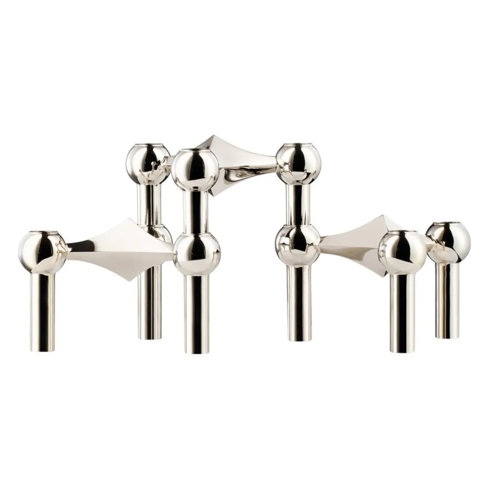 STOFF Andet Boligtilbehør|Lysestager>Nagel Candle Holder Set With 3 Chrome
