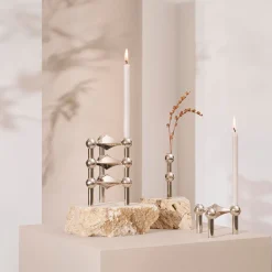 STOFF Andet Boligtilbehør|Lysestager>Nagel Candle Holder Set With 3 Chrome