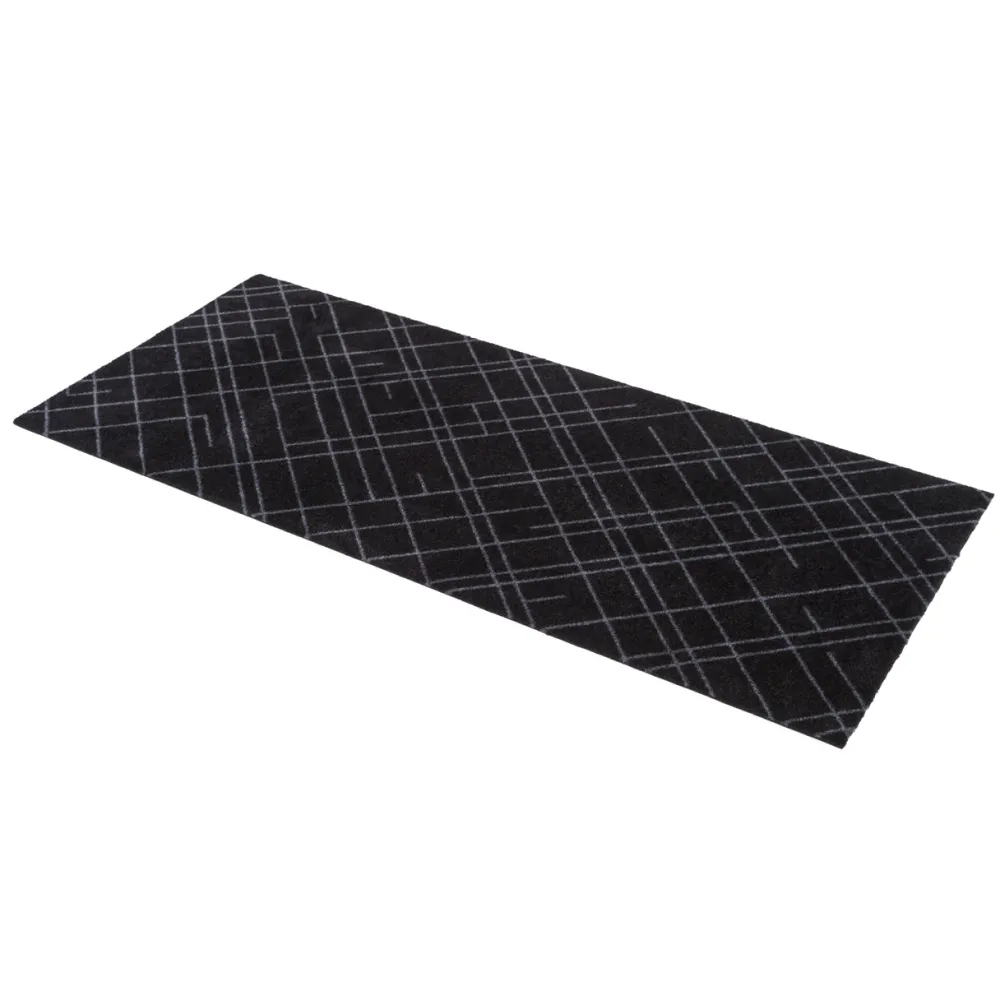 Tica Copenhagen Tæpper & Måtter>Lines Smudsmåtte Sort/Grå 67x150 cm