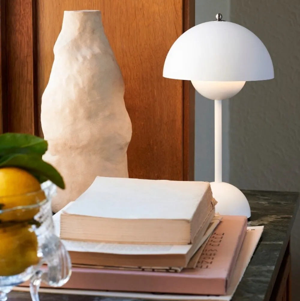 Børn &Tradition Belysning|Bordlamper>Flowerpot Portable Table Lamp VP9 Matt White