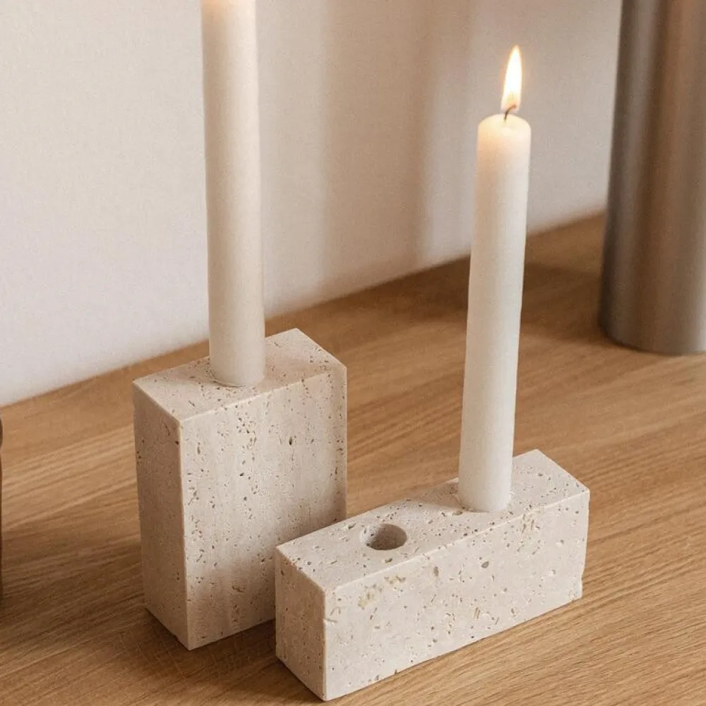Wabi Sabi Nordic Andet Boligtilbehør|Lysestager>Epode Lysestage (2) Travertin